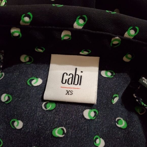 Cabi Blue, Green, & White Sheer Dots Button Down Shirt (XS) - Picture 7 of 7